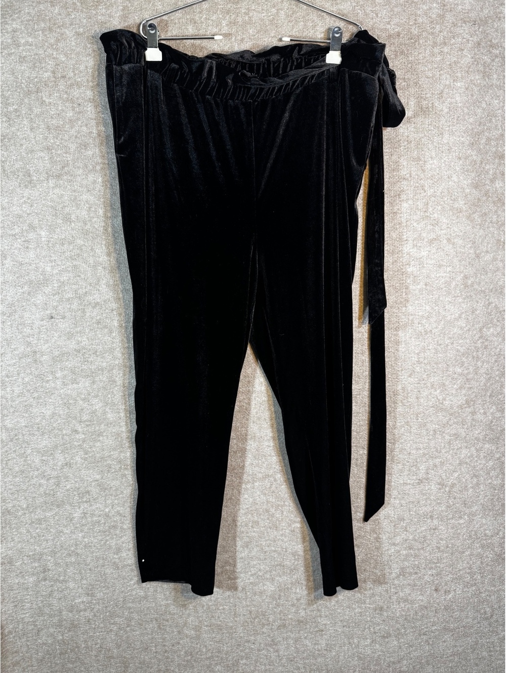 ELOQUII Velvet Pants Women 20 Black Belted Stretch Wide Leg Plus Size